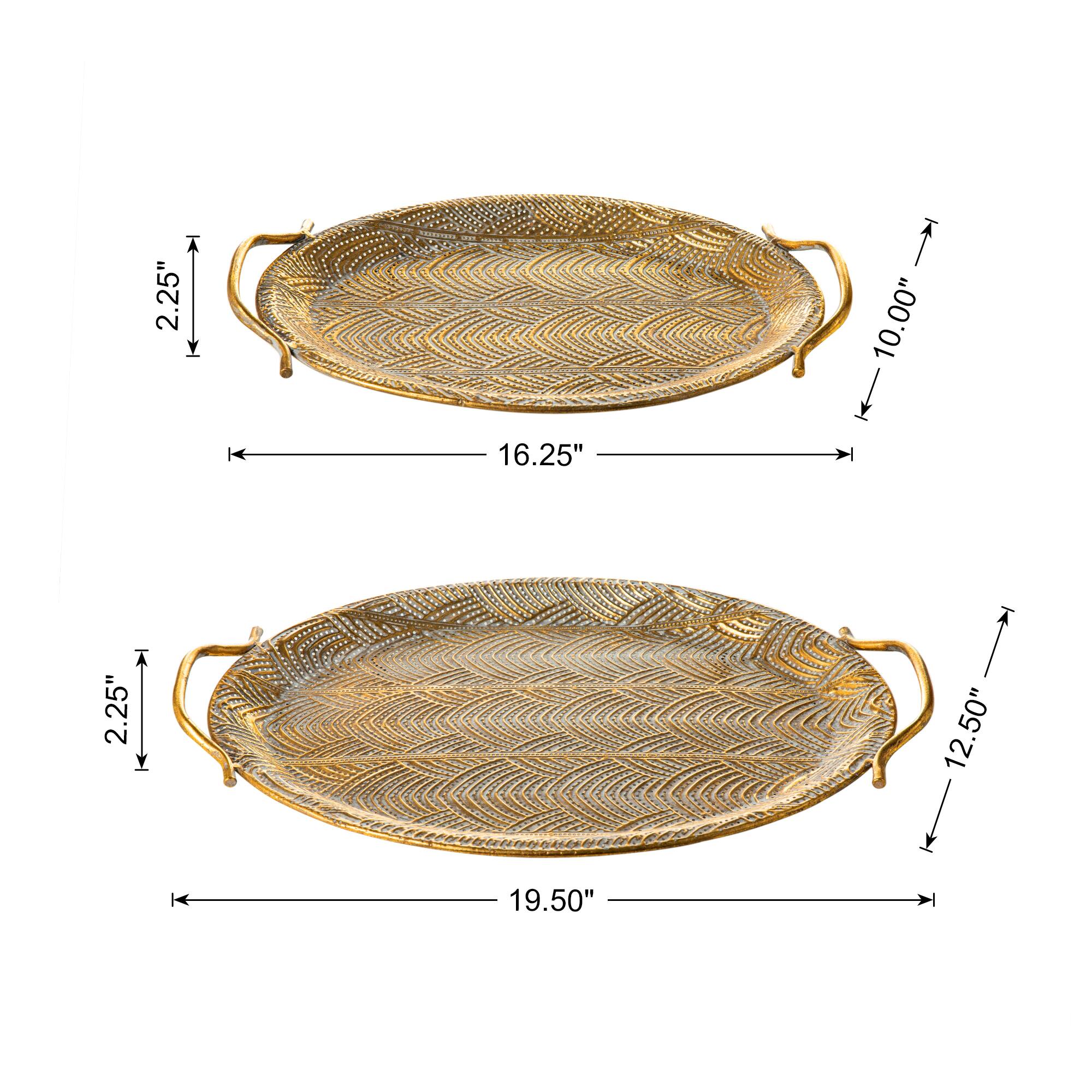 Glitzhome® Gold Oval Metal Decorative Trays Set